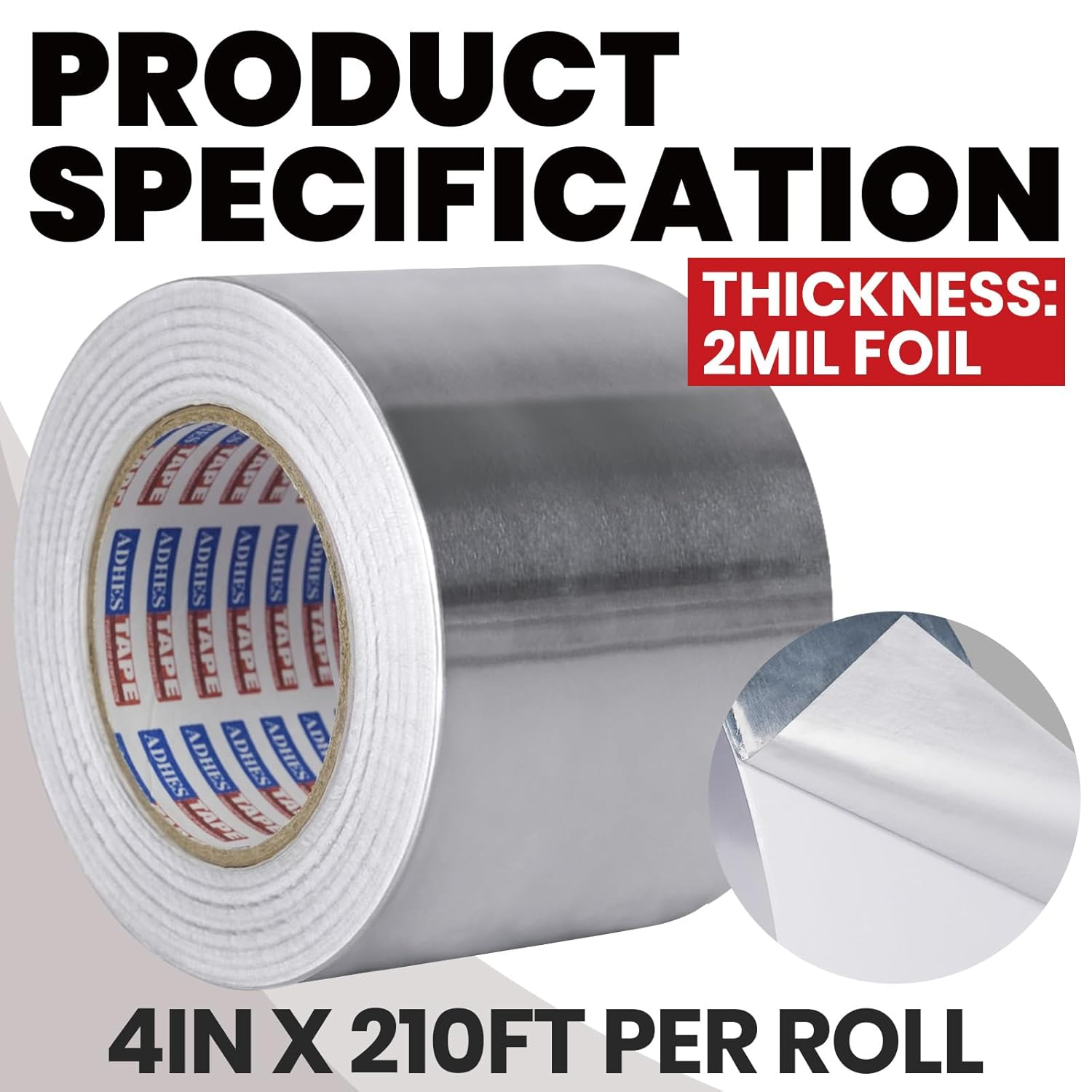 ADHES Aluminum Foil Tape 100Mm X 64M, Heat Reflective Tape 4" X 210Feet Metal Duct Tape Heat Resistant Tape Insulation Heat Shield for Insulation, Dryer Vent, Ductwork, HVAC, Air Ducts, Exhaust Hose