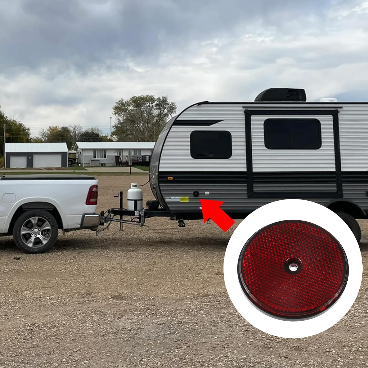 KUMGROT 2 PCS round Reflector Road Safety Stick-On Rear Reflectors for Trailer Caravan Truck Lorry or Agricultural Machines Red image number 1