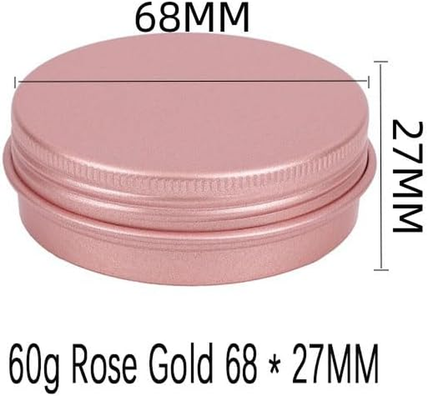 Aluminum Tin Jar with Screw Cap Rose Gold, 12Pcs Rose Gold Aluminum Tin Jar with Screw Lid Empty Refillable Aluminum round Tin Containers,Screw Top round Tin Cans Aluminum Tin Jar with Screw Lid, 60G image number 2