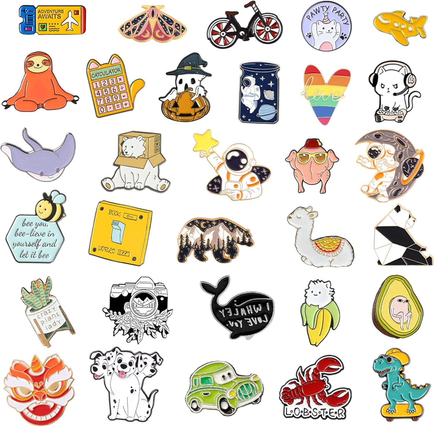 SINCCO 20/40 PCS Cute Enamel Backpack Pins, Funny Enamel Pins Bulk Set Cool Button Pins Aesthetic Brooch Lapel Pins Anime for Backpacks, Jackets, Hats, Kids, Girls, Gifts image number 2