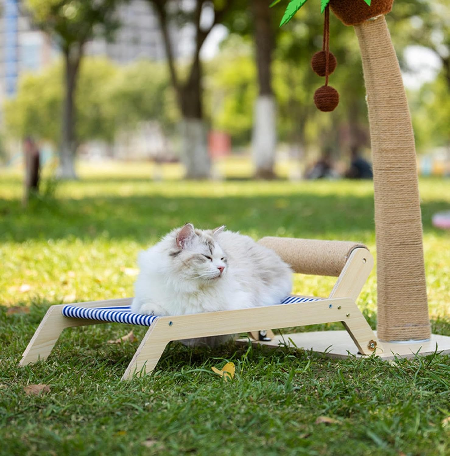 Cute Coconut Tree Cat Scratching Post for Indoor Cats, Cat Scratcher Coconut Kitten Scratching Post for Kittens and Adult Cats with Hanging Ball,B image number 2