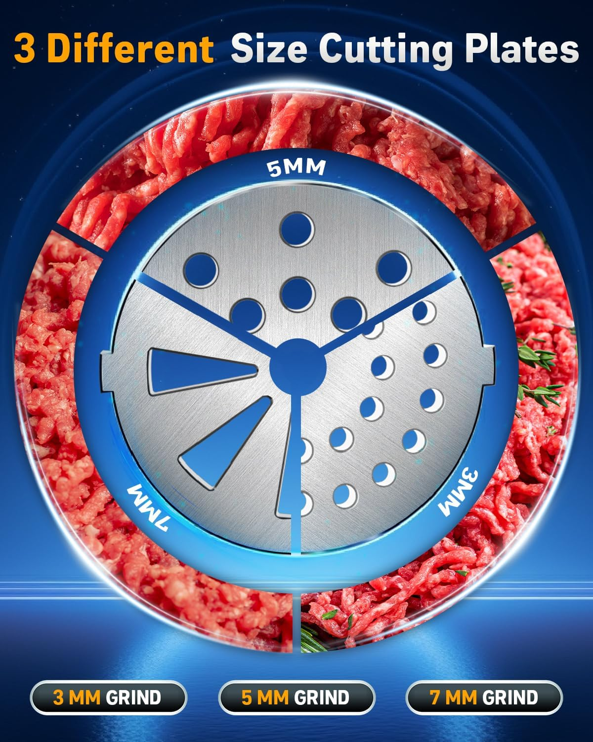 Electric Meat Grinder: [3000W Superior Motor] [Exquisite Box] Hachoir &Agrave; Viande with 6 PCS Stainless Steel Blades & Grinding Plates, Sausage Stuffer Tubes & Kubbe Kit Portable Handle for Gift(Black)