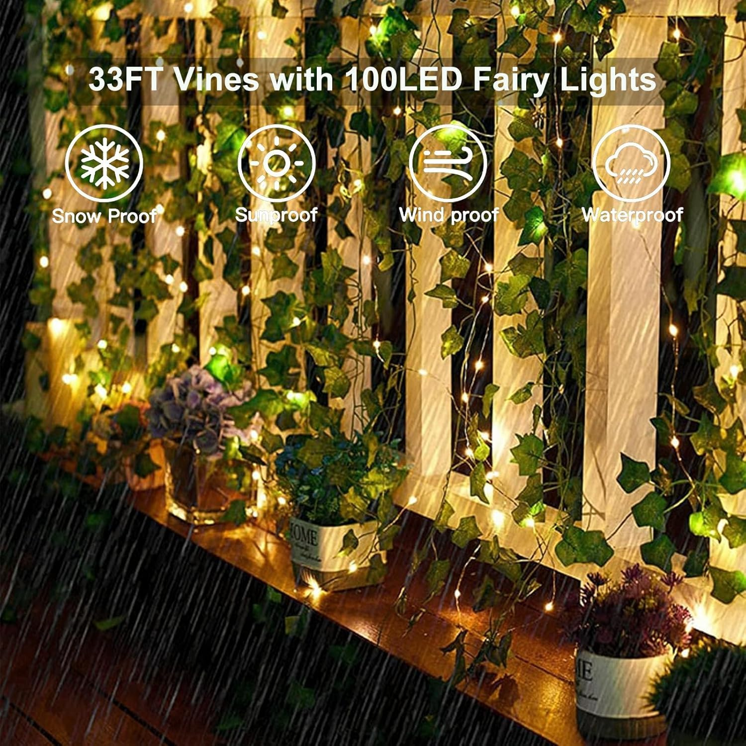 10M 100LED Vine String Lights, Leaf String Lights, Hanging Ivy Lights for Bedroom Garden Party Wall Room Decor, Ivy Curtain Lights for Dorm, Wedding, Party, Wall, Indoor, Outdoor Decor image number 2