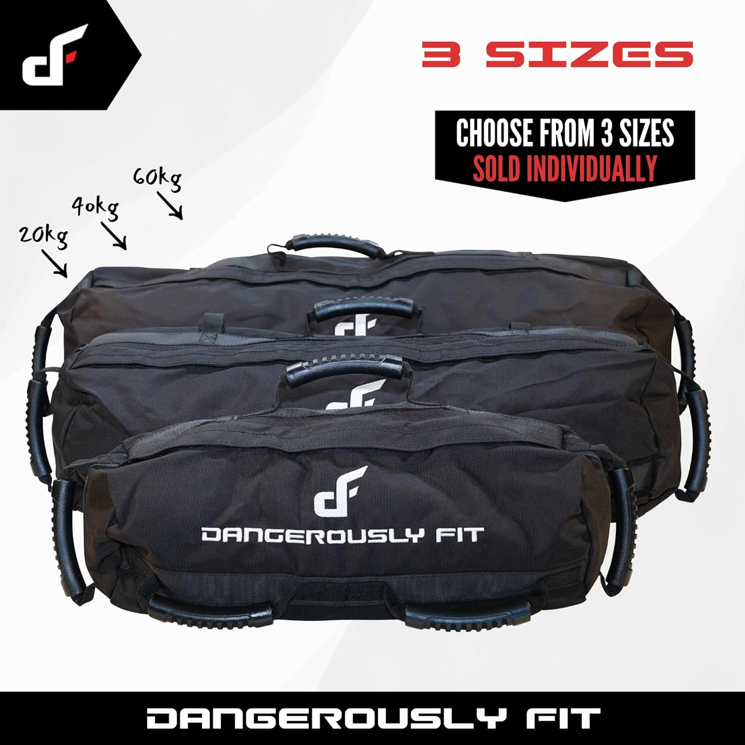 Sandbags - Heavy Duty Durable Workout Exercise Bag for Crossfit Training, Functional Fitness, Strength, MMA, Conditioning - Adjustable Fillers Bags to 20Kg, 40Kg & 60Kg image number 2