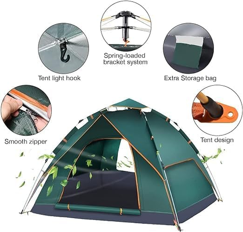 Camping Tent 3-4 Persons, Annuoyi Pop up Tents Removable Instant Tent 2 Door Breathable Waterproof UV Protection, Family Dome Tent for Family Outdoor Sports Travel Picnic with Carrying Bag image number 5