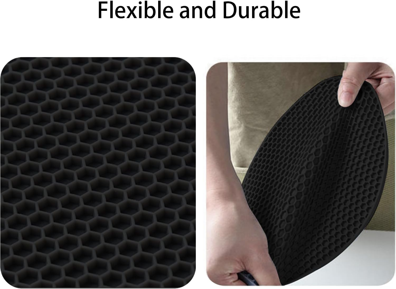 TENOC Silicone Non-Slip, Heat Resistant & Water-Trapping Trivet Mats for Water Glasses & Teacup & Coffee Cup & Dishes & Cookware, Multipurpose Kitchen Table Coaster, 3.5-Inch, Black