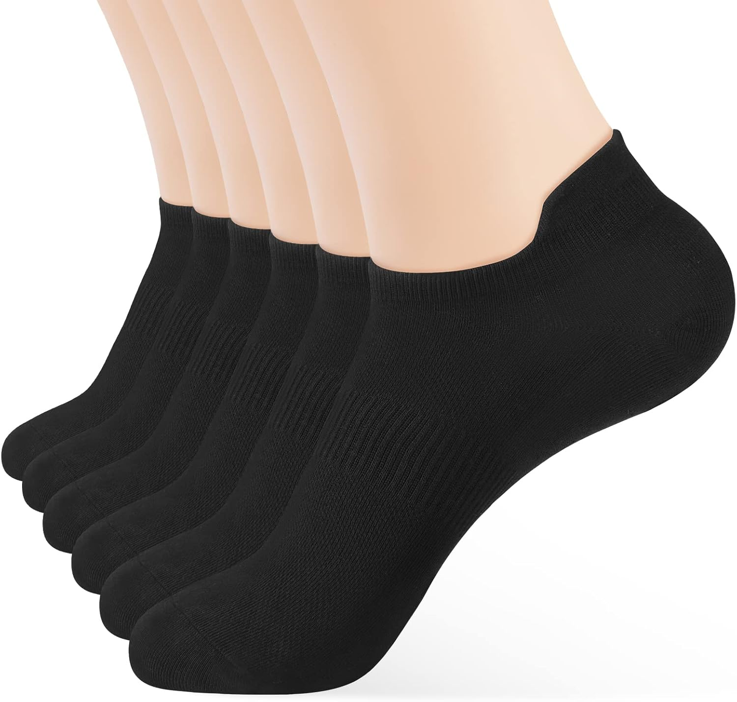 Denisy Women'S Athletic Ankle Socks- Durable Black White Soft No Show Breathable No Show Socks for US Size 6-9（6 Pairs) - White - Medium image number 3