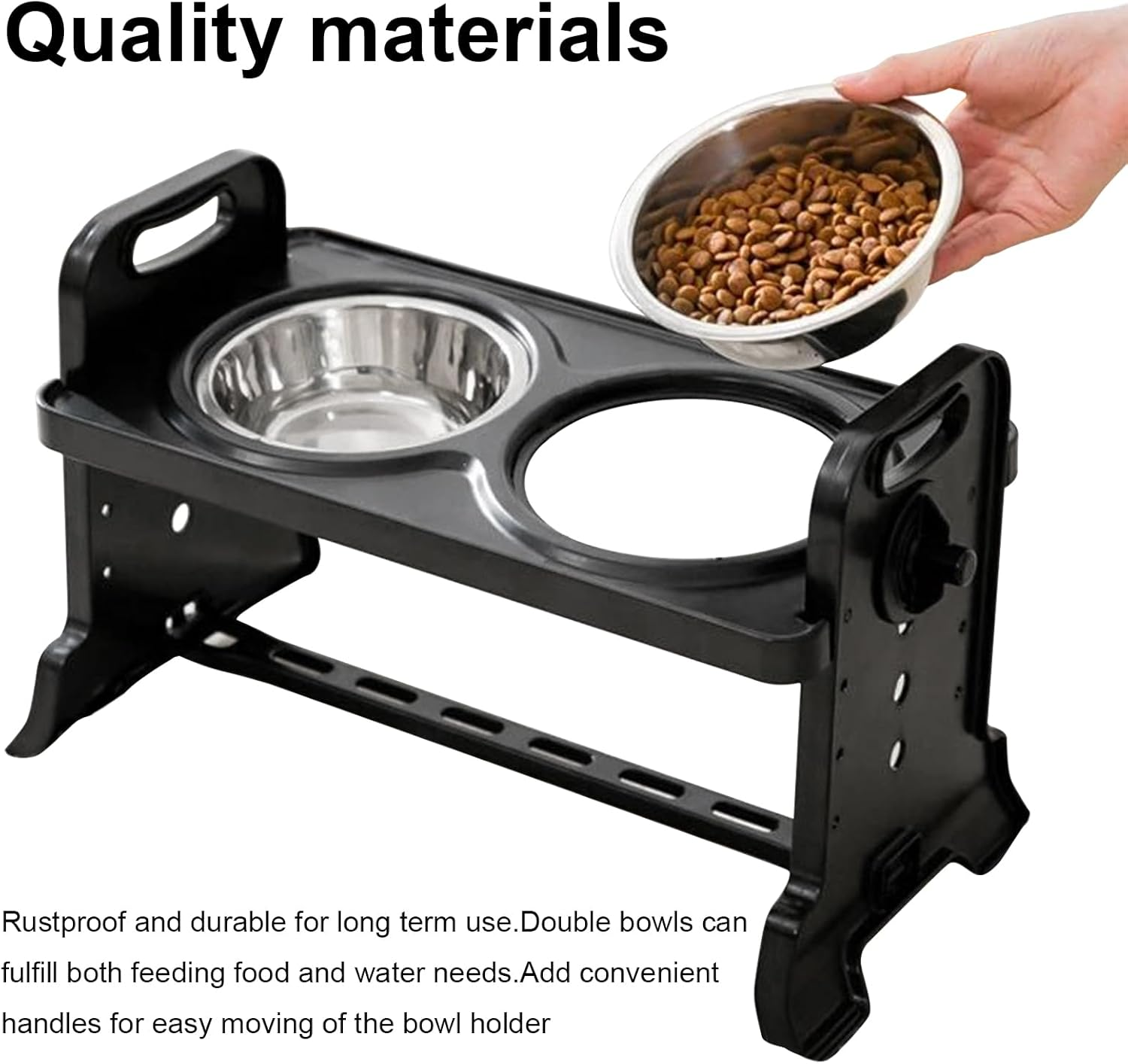 Elevated Dog Bowls with 4 Adjustable Heights, Dog Bowl Set with Stand, Non-Slip Feet, 2 Pack 400Ml Stainless Steel Pet Bowls for Small Medium Large Pets Dogs Cats image number 1