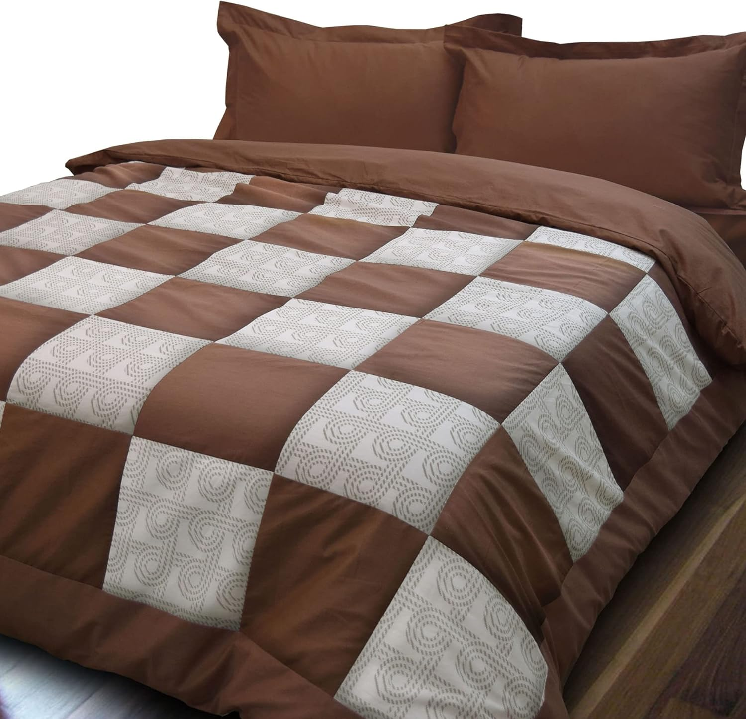 Essina King Quilt Cover Set 3Pc Patchwork Collection,100% Cotton 620 Thread Count, Patchwork Duvet Cover, Maridian