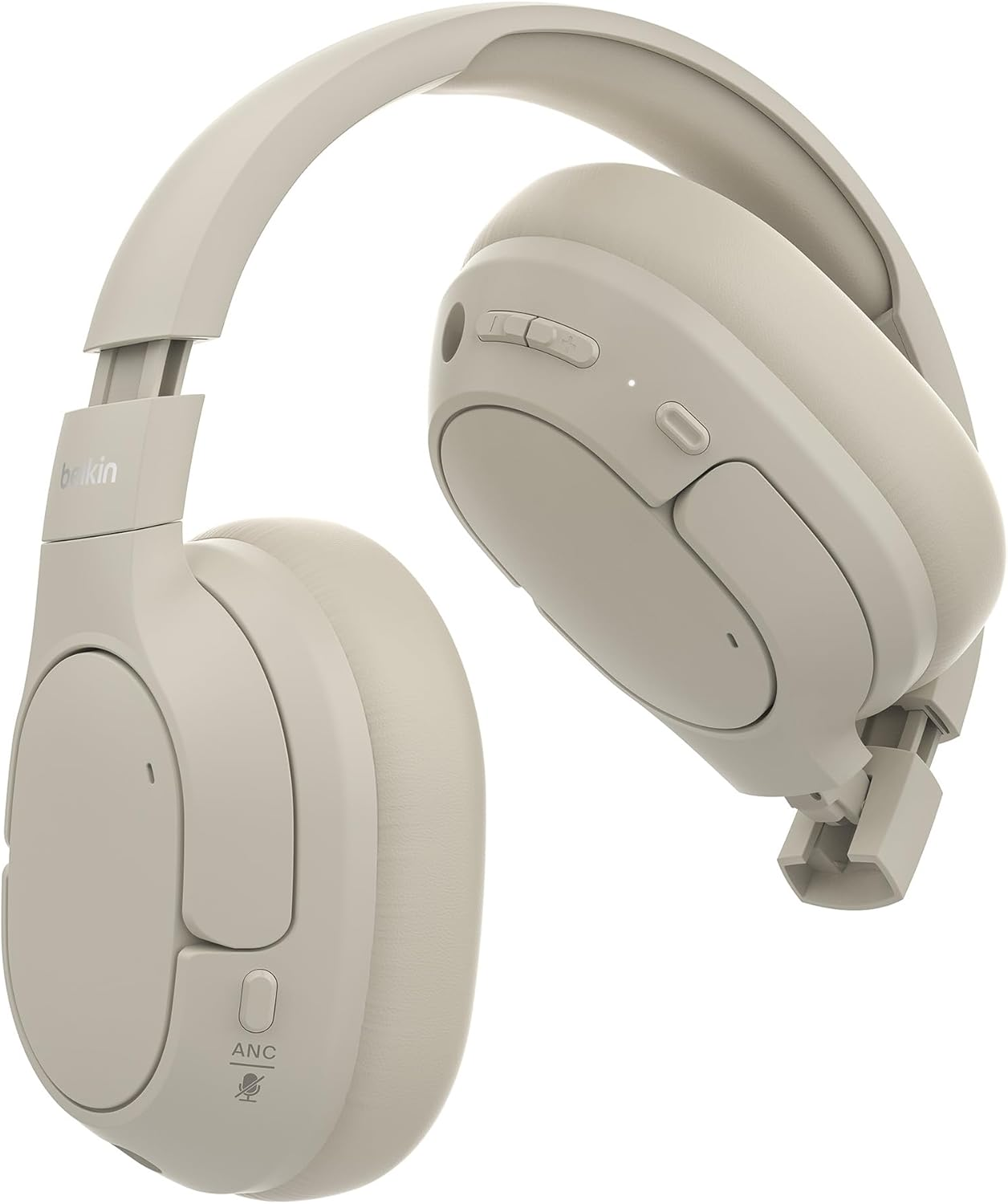 Belkin Soundform Isolate Noise Cancelling Headphones Wireless Bluetooth Headphones, Headset with Microphone, Over-Ear Headphones with 60 Hours Playback, Deep Bass, Cloudcushion Earcups - Sand