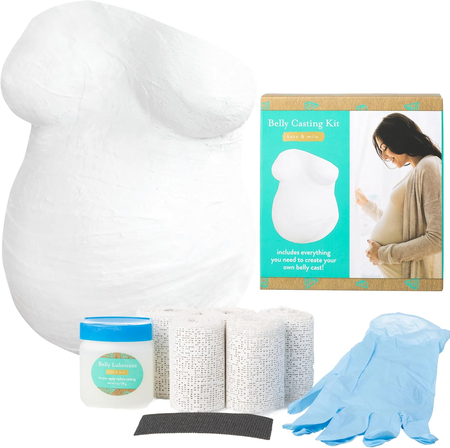 Kate & Milo Belly Casting Kit, Pregnancy Keepsake Making Kit, Easy to Make DIY Plaster Cast Baby Bump Keepsake, Expecting Moms image number 2