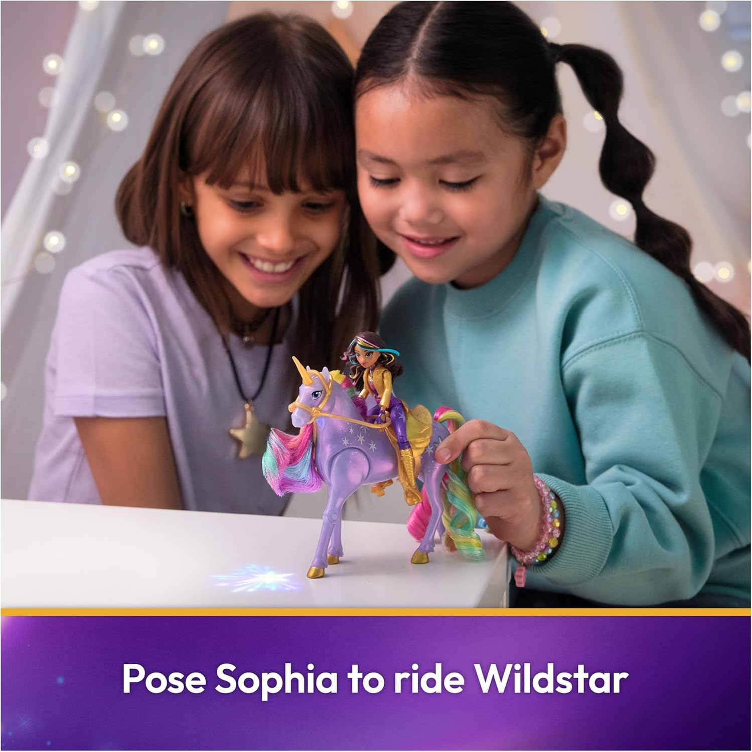 Unicorn Academy, Sophia & Light Magic Wildstar with Rainbow Light-Up Effects, 2 Riding Accessories, Dolls & Unicorn Toys for Girls Ages 4 and Up image number 4