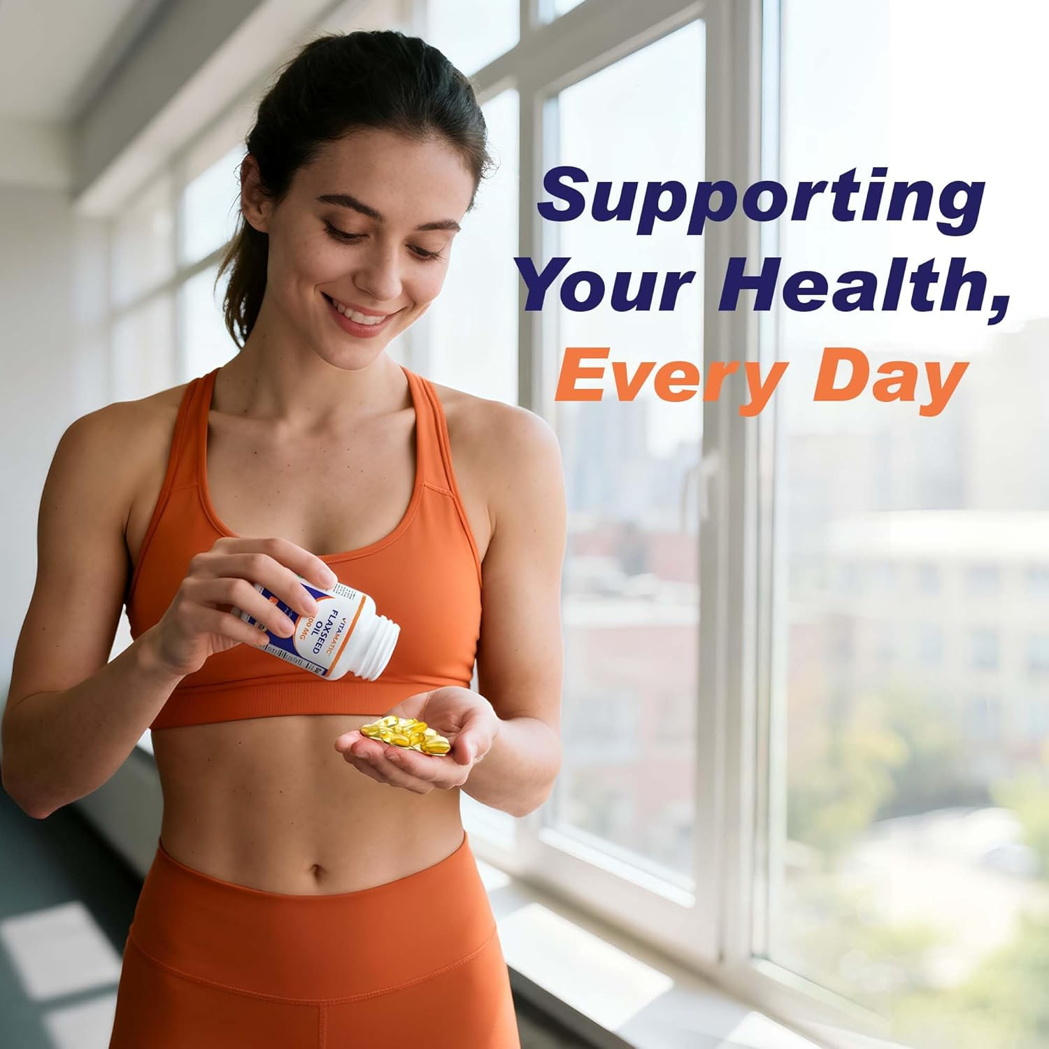 Vitamatic Flaxseed Oil 1200Mg 120 from Cold Pressed Flax Seed - 675 Mg of ALA Omega 3 Fatty Acids for Improving Heart Health image number 2