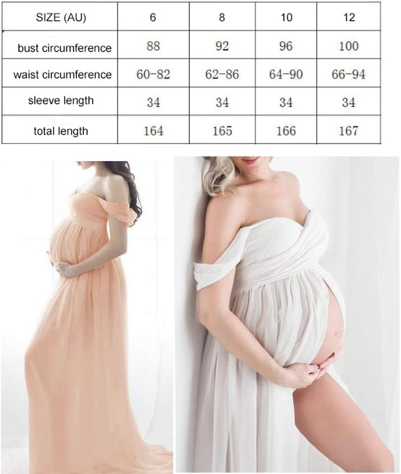 Harayaa Maternity Dress Gown, Women Photography Props Split Front Off, as Described - White L image number 3