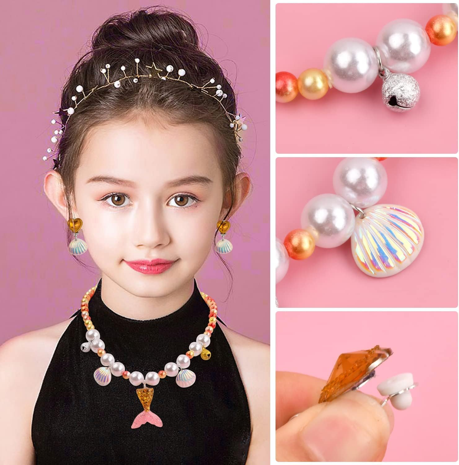 Kids Jewellery Sets for Girls, 5 Year Old Girls Gifts, Girl Jewellery Sets for Kids, Birthday Gifts to Girls (Necklace, Bracelet, Earrings, Ring) image number 1
