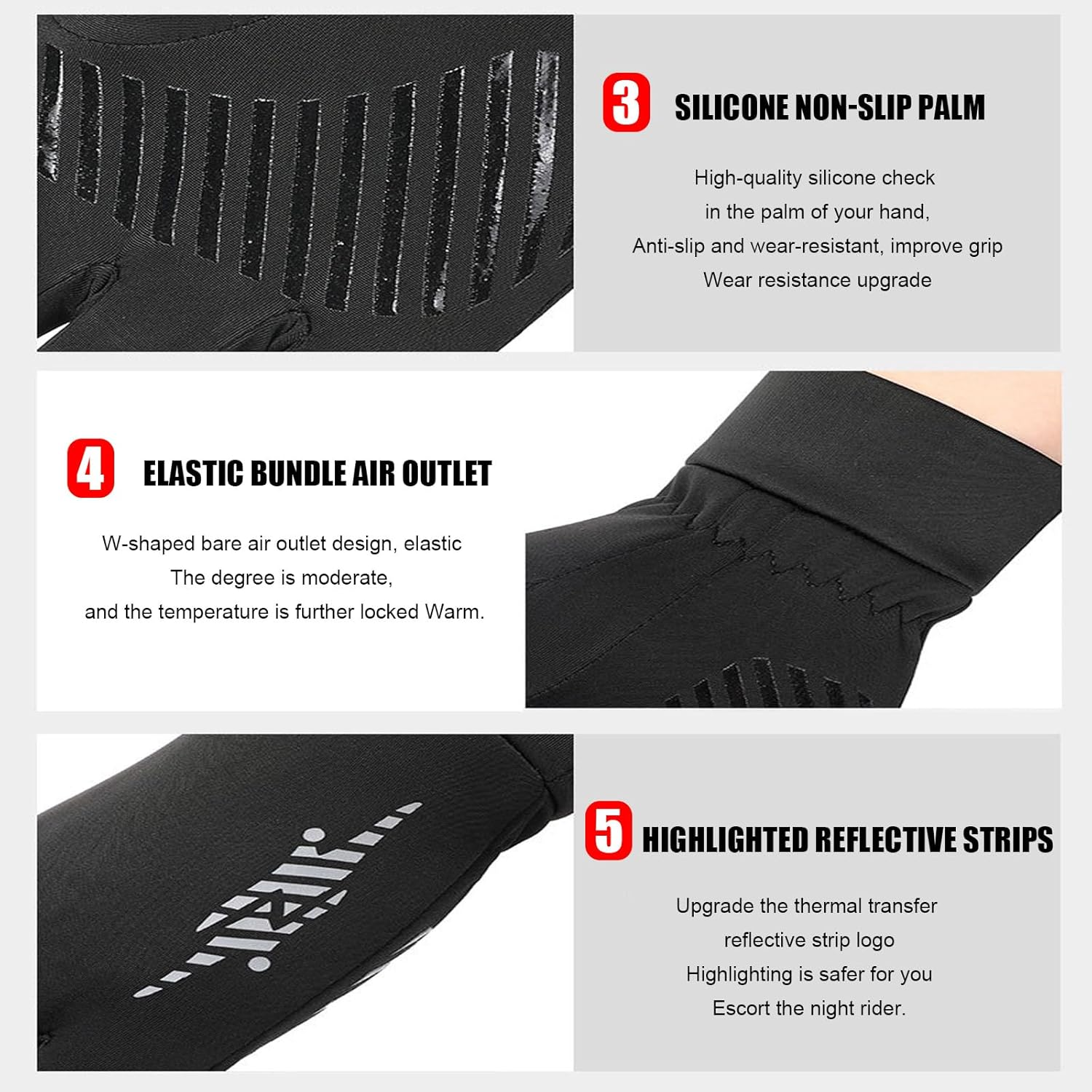 Black Thermal Touch Screen Gloves - Warm for Cycling, Running, Hiking, Driving & Sports. Ideal for Cool Days, Practical for Outdoor Activities image number 5