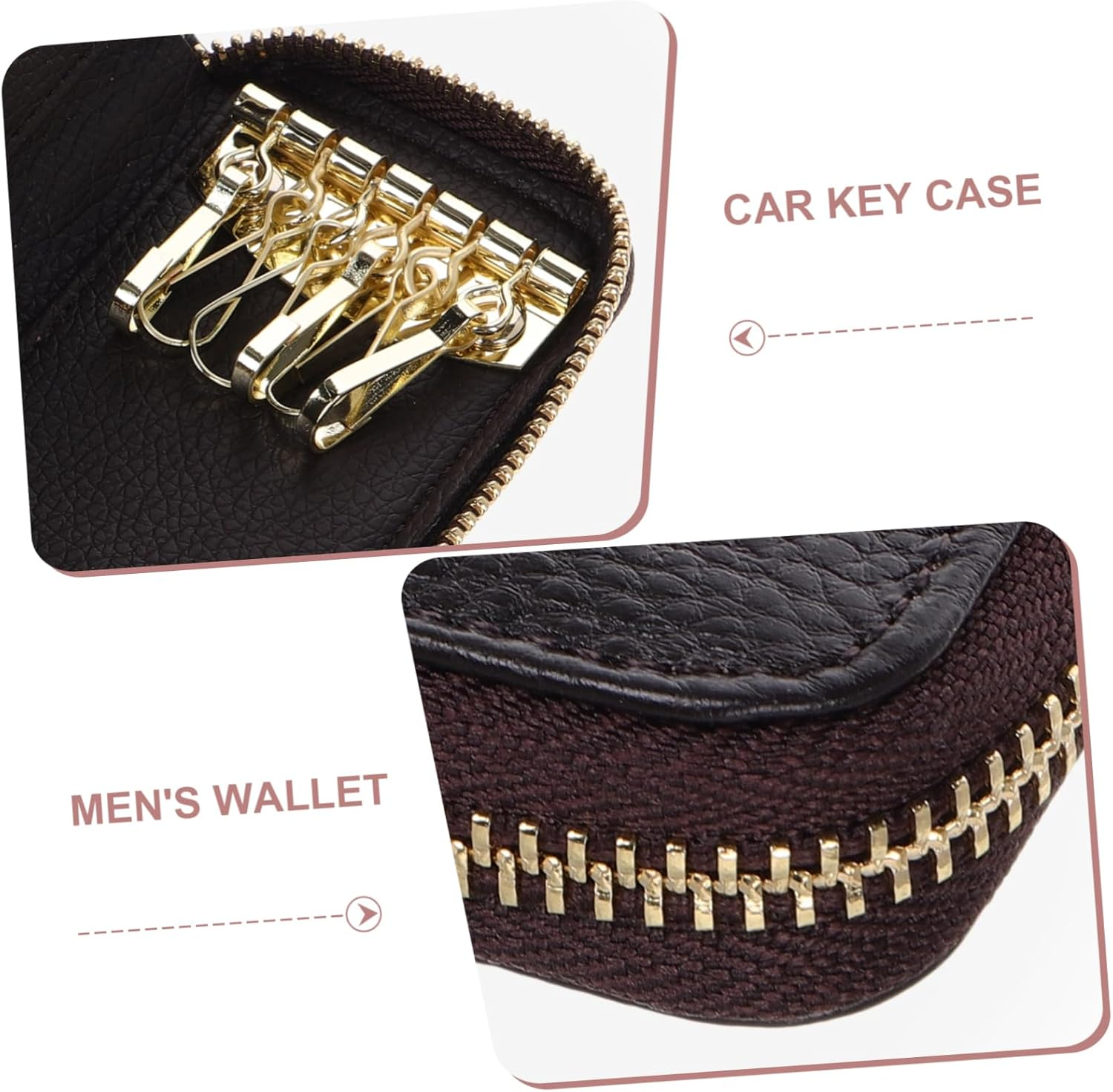 PACKOVE Large Capacity Key Bag Zipper Key Holder Small Card Wallet Woman Pocket Design image number 3