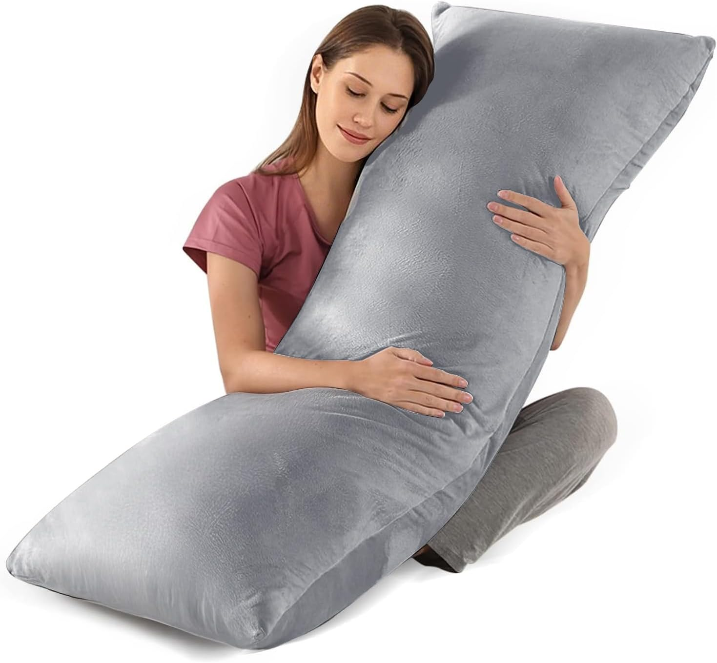 Full Body Pillow, Soft Long Pillow for Sleeping, Body Pillow with Velvet Cover, Full Body Pillow for Adults and Pregnancy with Removable Pillow Cover image number 3