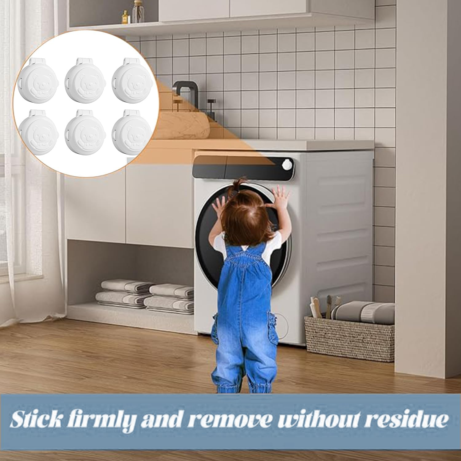 Roczential Protection Cap, 6 Pcs Child Safety Locks, Light Cover, Button Covers, Guard Dishwasher Safety Lock, Household Appliances Oven Child ABS, Appliance Button Security Lock, Baby Safety Products (White) image number 4