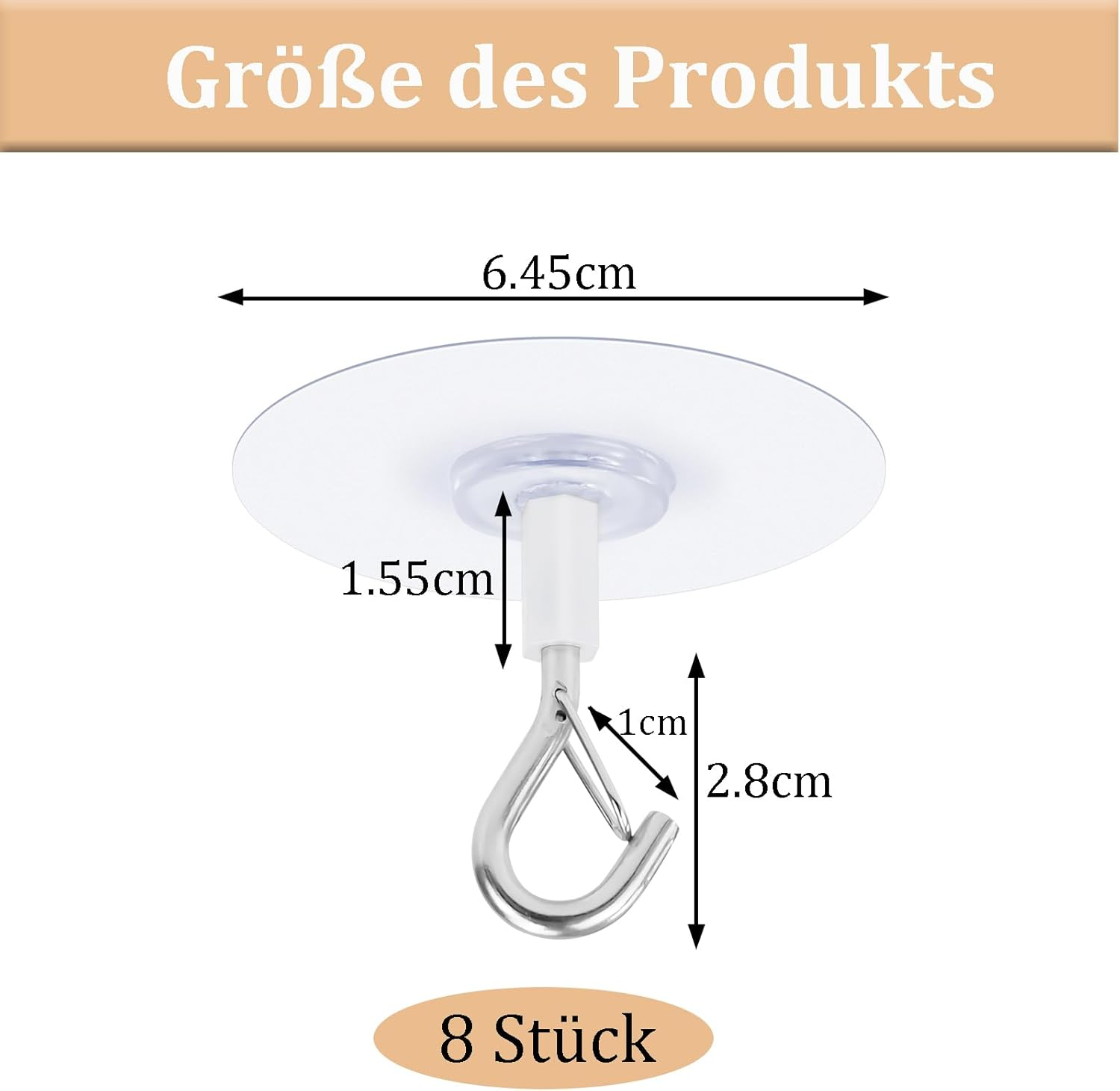 FLEXNOVA Pack of 8 Ceiling Hooks Self-Adhesive No Drilling Adhesive Hooks Ceiling Extra Strong Ceiling Hooks for Gluing, Ceiling Mounting No Drilling for Hanging Plants image number 3