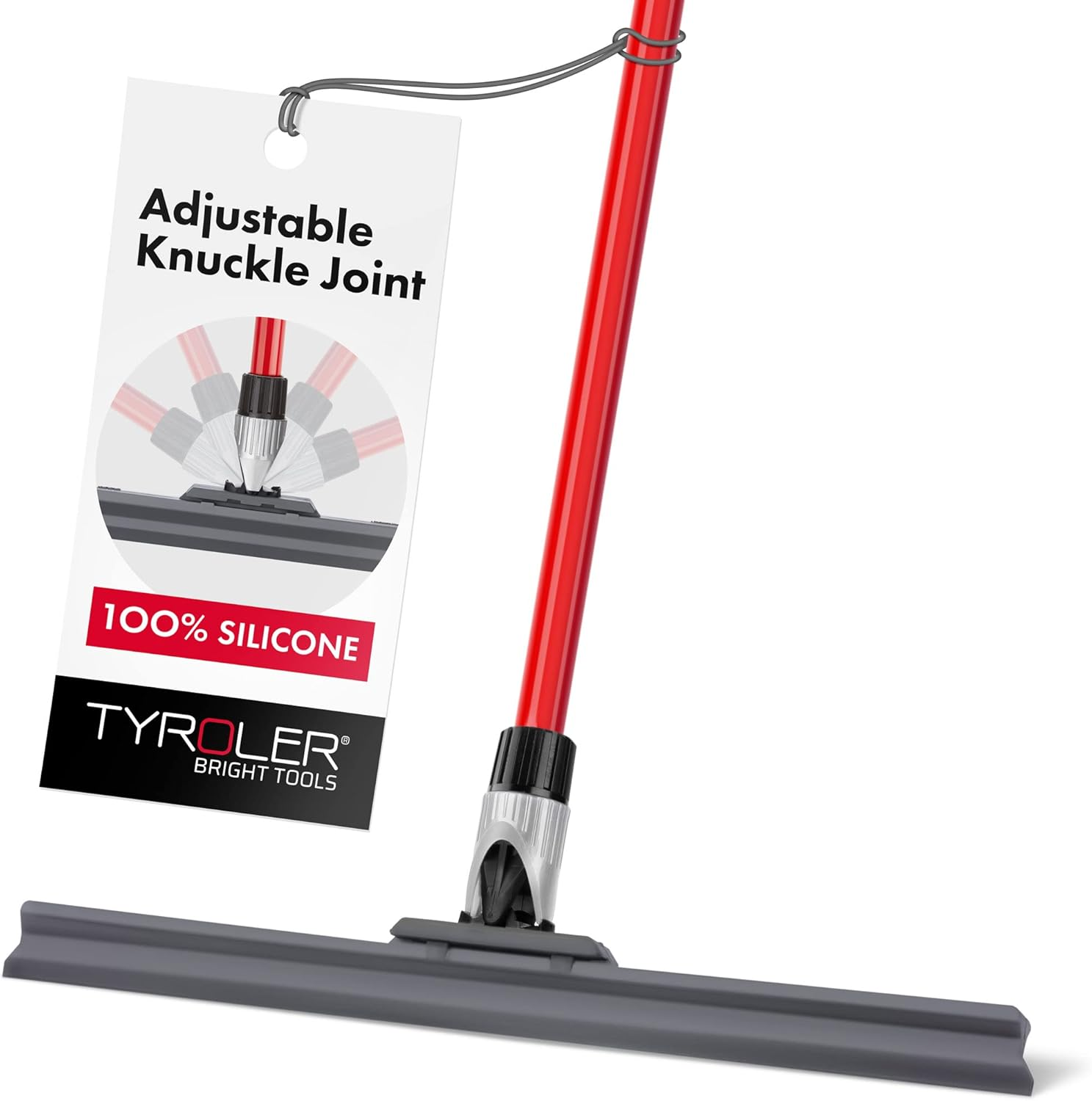 Tyroler Bright Tools Patented Floor Squeegee Heavy Duty 45 Cm, Solid 100% Silicone, Long 4 Parts Handle 140 Cm, Adjustable Knuckle Joint - Best for Washing, Drying, Bathroom, Wet Room, Floor image number 4
