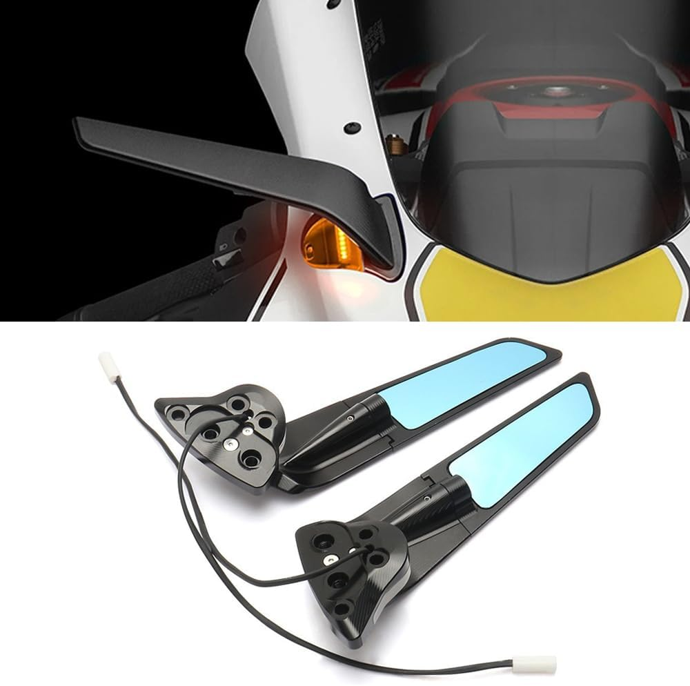 Compatible with Yamaha YZF R7 2021-2023 2024 2025/YZF R6 2017-2020 Motorcycle Accessories Black Rearview Mirrors 360&deg; Rotatable Wind Wing Side Mirrors