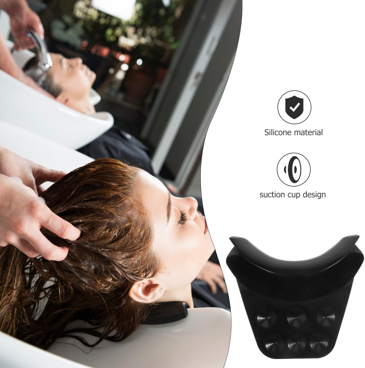 Healeved Salon Neck Rest Pillow with Suction Cups Non-Slip Silicone Neck Support Cushion for Hair Washing Spa and Home Use image number 4