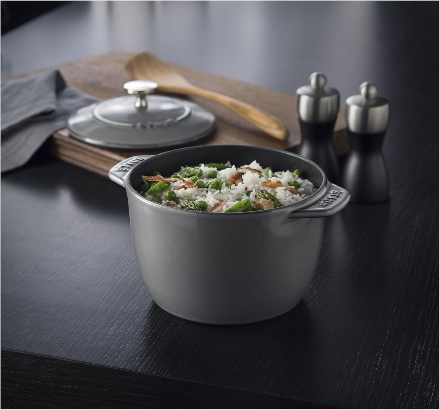 Staub La Cocotte De Gohan 40509-703 La Cocotte De Gohan Gray M 6.3 Inches (16 Cm) Rice Pot, 2 Pieces, Paint, Cast Iron Pot, Induction Compatible, Rice Cooker image number 2