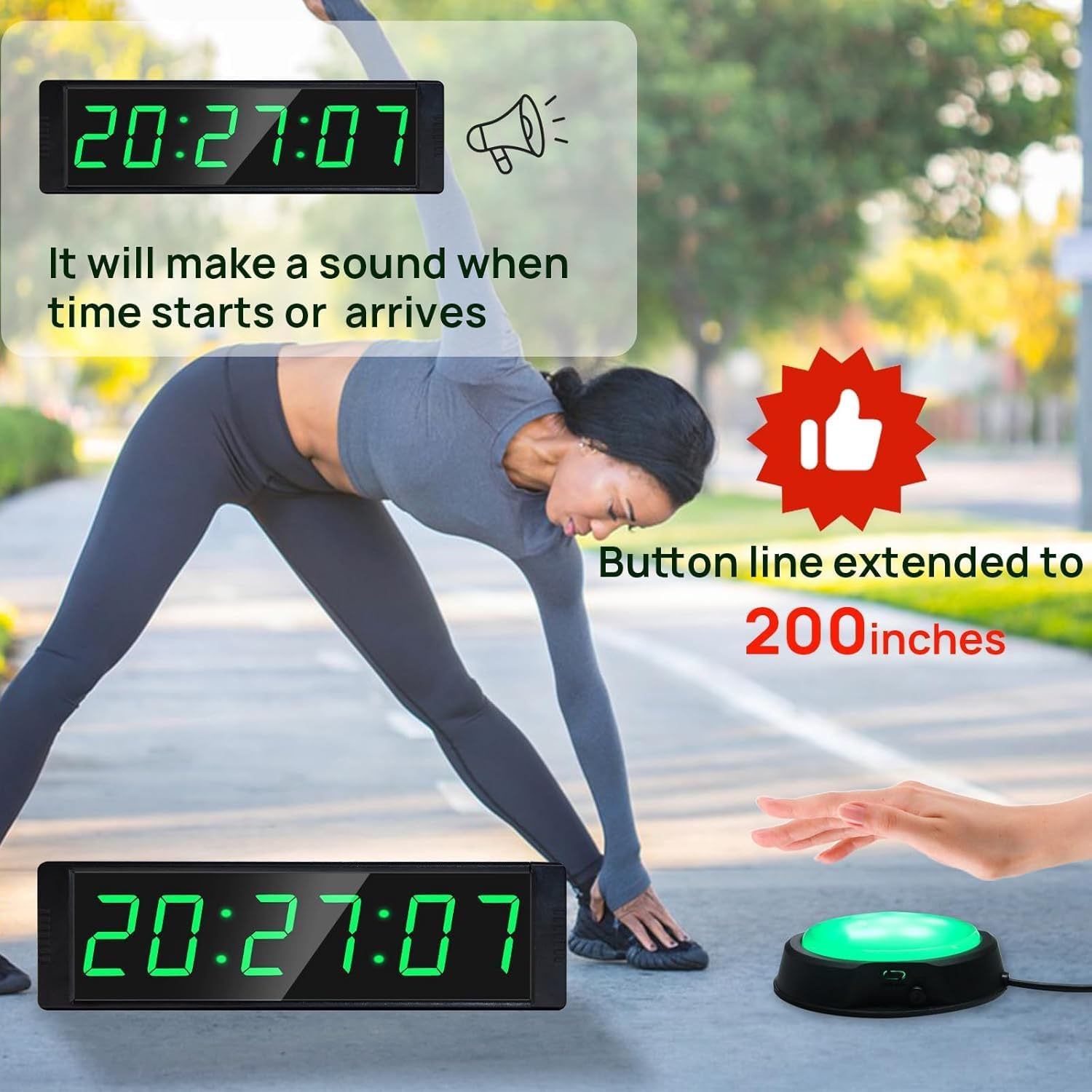 YZ Coundown Timer with Start/Stop Button, Digital Stopwatch with Remote Control, 12/24H LED Wall Clock, Interval Timer for Workout, Fitness, Sports, Home Gym, Garage image number 5