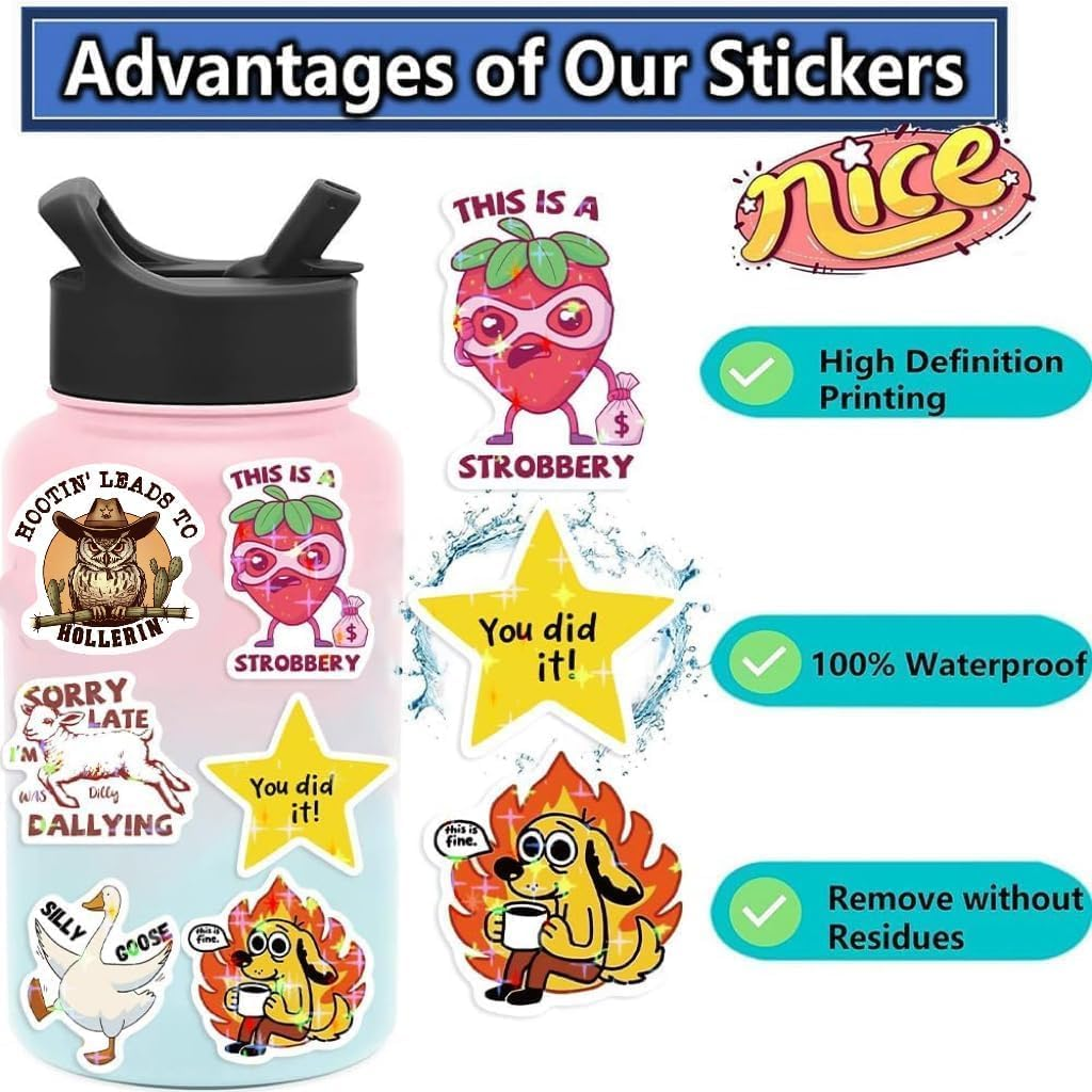 Funny Stickers for Adults 238 PCS - Holographic Sarcastic Meme Decals | Waterproof Vinyl Laptop Stickers, Water Bottle, Phone, Kindle | No Repeats (238 Funny Stickers) image number 3