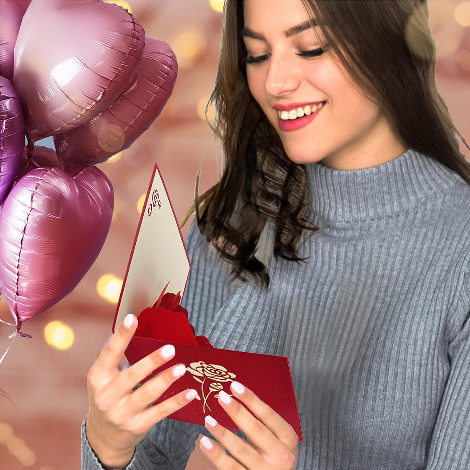 Rose Pop up Card, Mothers Day Card, Handmade 3D Flower Greeting Card for Mother'S Day/Birthday/Anniversary/Valentine'S Day, Premium Cardstock with Envelope & Note Card - Gifts for Women, Mom, Wife image number 5