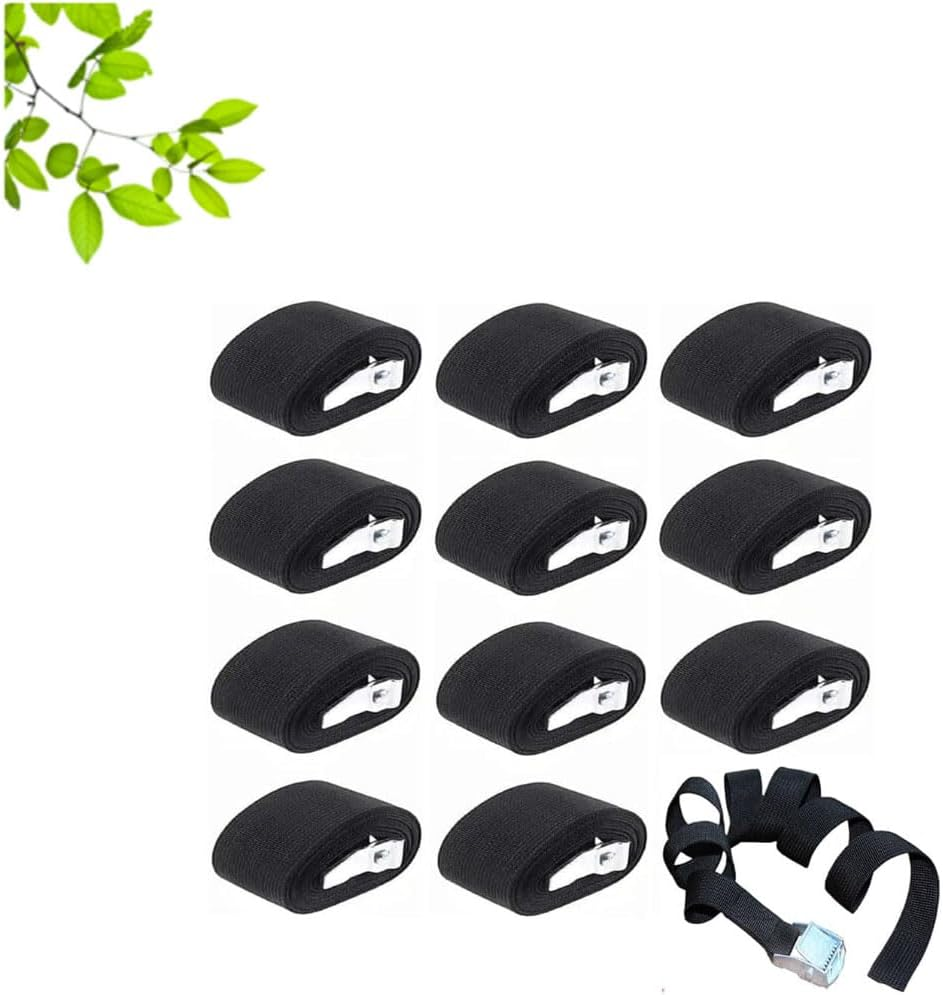 12 Pcs Lashing Strap,2.5Cm X 1M Heavy Duty Tensioning Belts, Battery Tie down Straps Kit with Zinc Alloy Cam Buckle,For Cooler,Luggage Belt,Cars,Boats, Cargo image number 3
