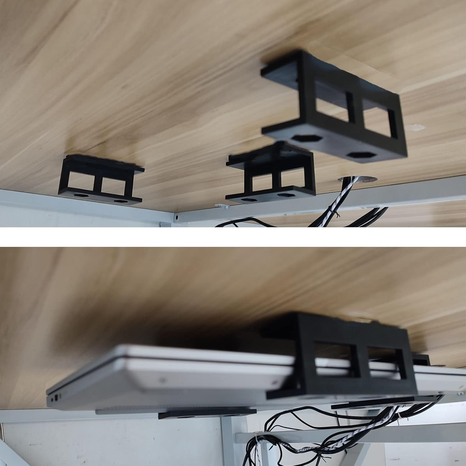 PIAOLGYI 6 Pcs under Desk Laptop Holder Mount with Screw, Bracket, Add on under Table Keyboard Storage image number 3