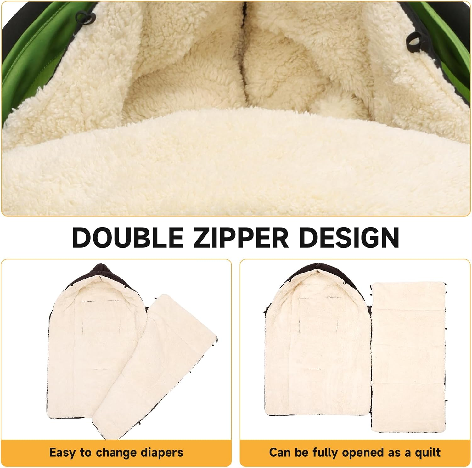 EAQ Cosytoes Footmuff with Handmuff Baby Footmuff Fleece Lined Cosytoes Warm Washable Universal Pushchair Footmuff image number 4