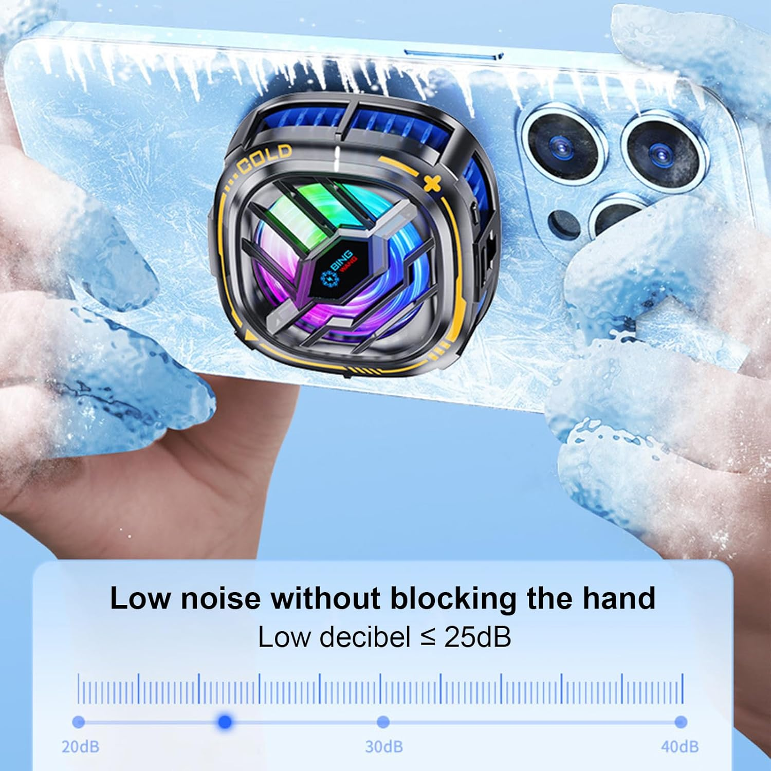 Magnetic Phone Cooler for Gaming, Portable Semi-Conductor Radiator Cooling, Mobile Phone Radiator Case for Iphone Android Smartphones from 4.5 to 7.5 in for Live Streaming/Gaming/Pubg/Codm