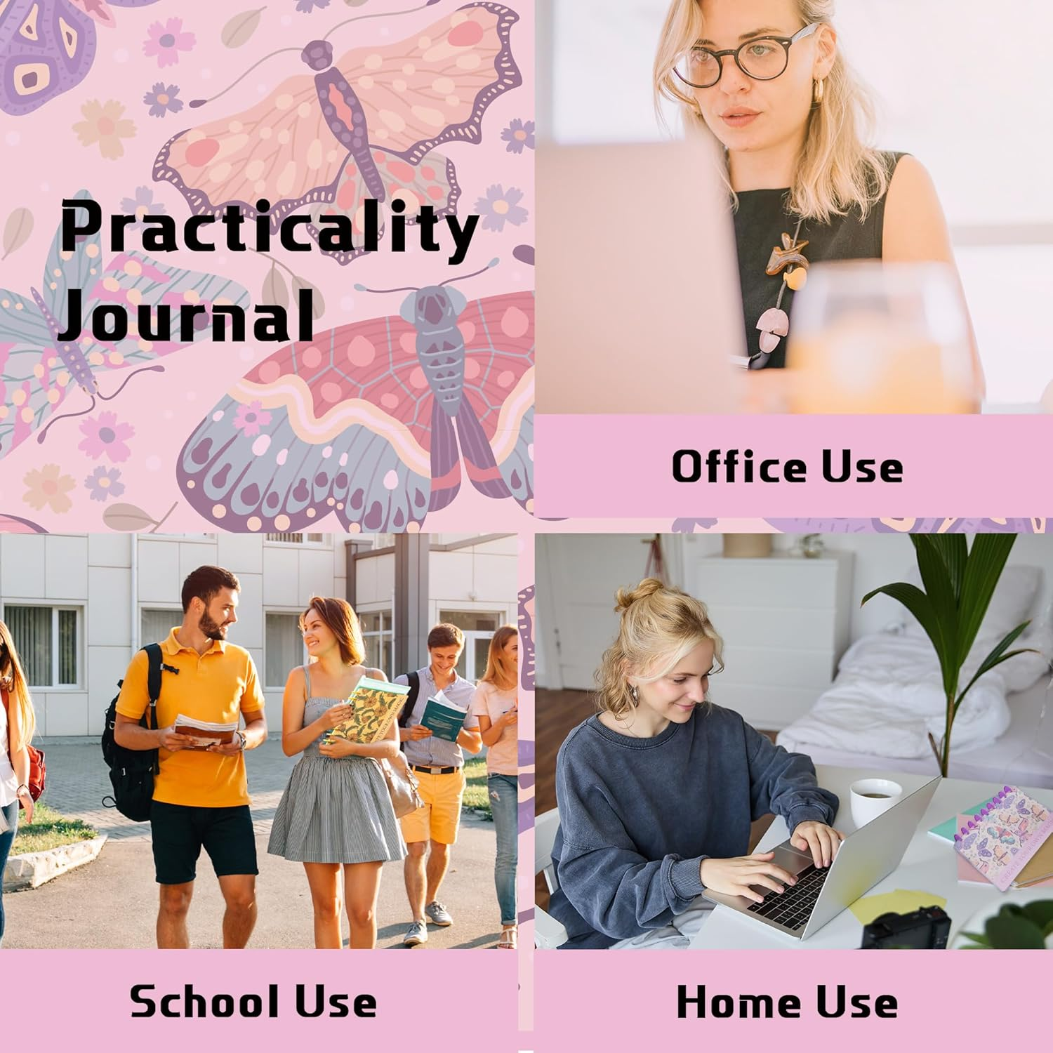 MGGAO Disc-Bound Butterfly Journal Planner for Women & Men, Lined Notebooks, 200 Pages, College Ruled Journals Notebook for School Office image number 2