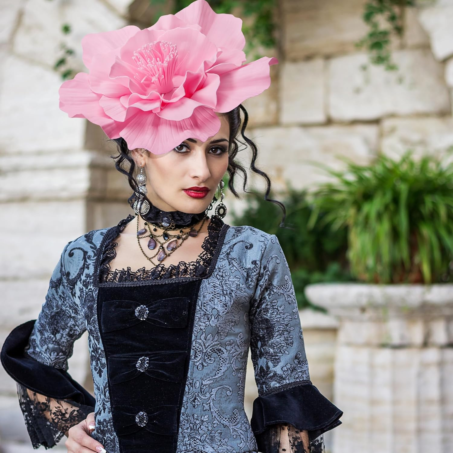 Wehhbtye Large Flower Fascinator Hat for Women, Tea Party Flower Headwears, Lady Fascinators Headband for Party Accessories