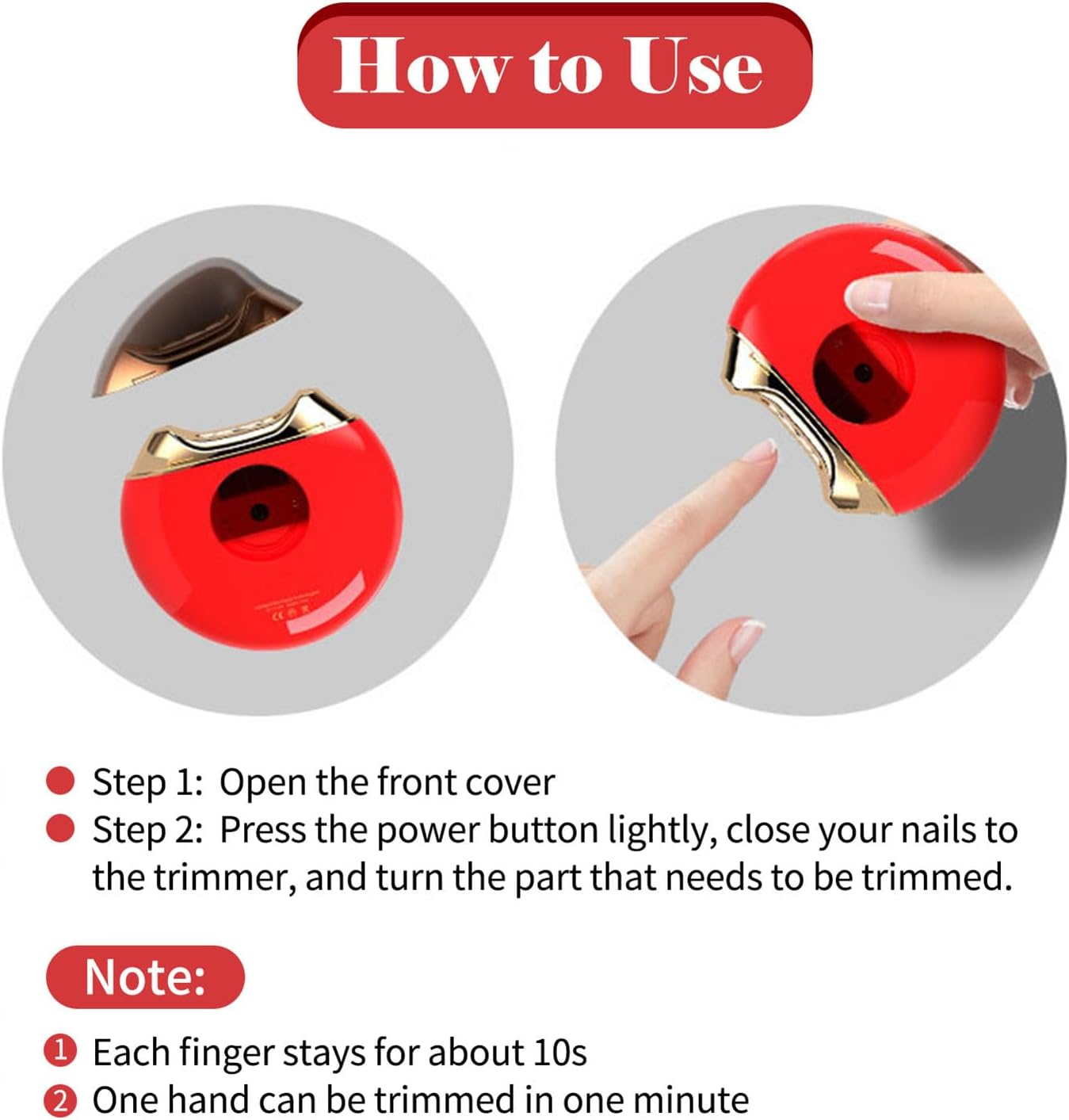 Generic Electric Nail Clipper USB Rechargeable Nail Trimmer Clipper Safe Use Fingernail Care for Babies Adults Elderly (Red) image number 1