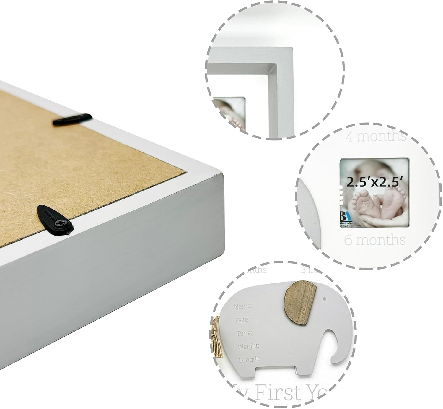 Ballarart CO Baby First Year Photo Frame, 12 Months Photo Frame, Baby Nursery Pircture Frame, Baby Shower Birthday Gift & Nursery Decor