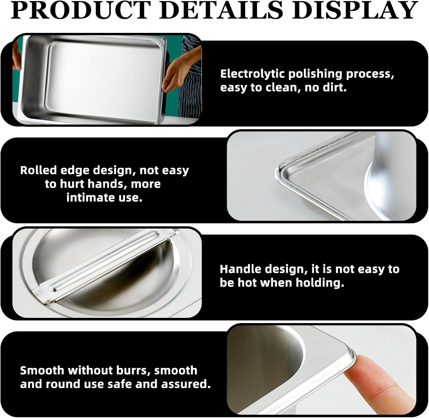 Breading Set Stainless Steel 3 Pieces: 3 X GN Containers with Lid, 32.5 X 17.5 X 6.5 Cm Metal Breading Tray, Rectangular, Gastronorm Container Stainless Steel with Lid for Breading for Fish, Meat image number 4