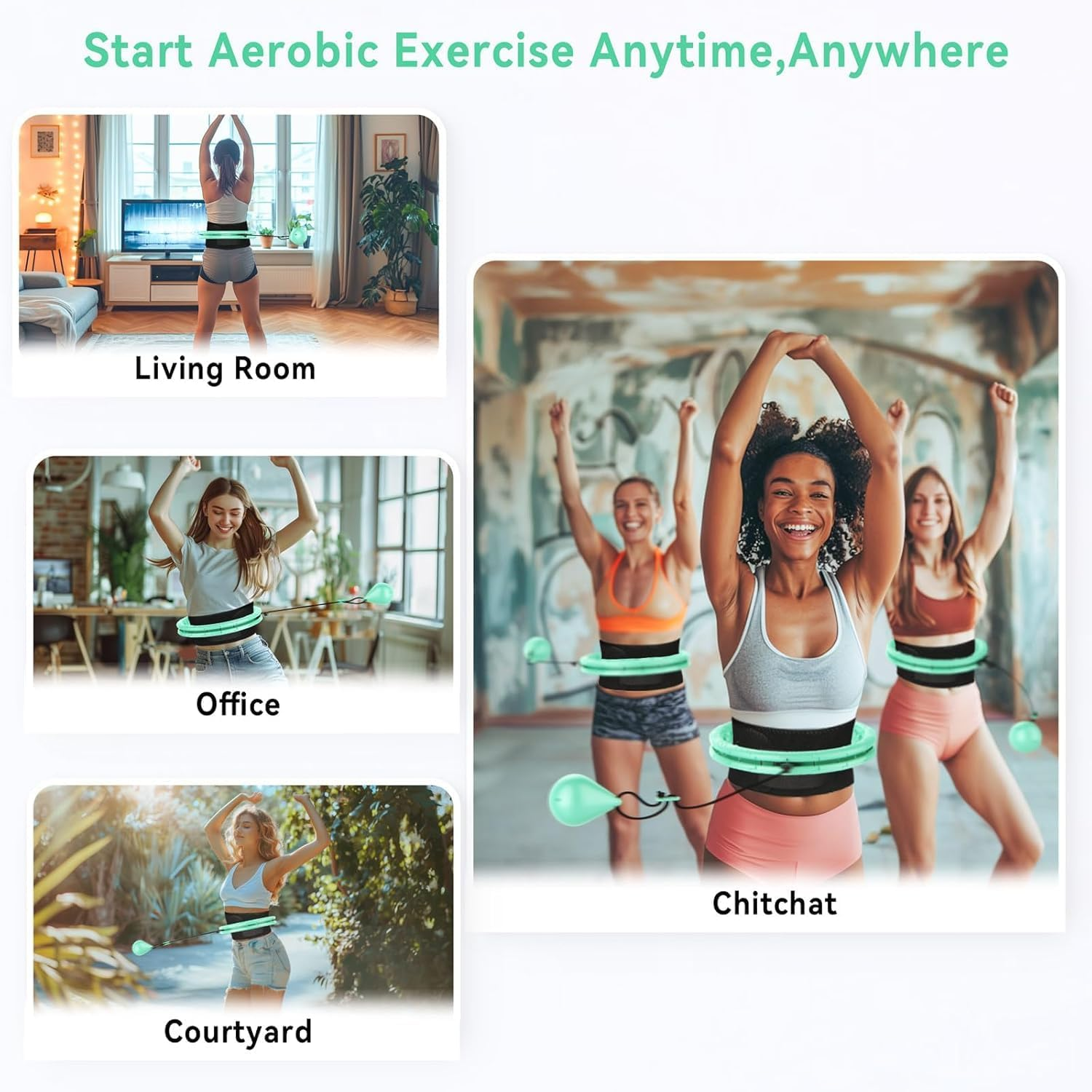 Weighted Hula Infinity Fitness Hoop for Adult Weight Loss, 2 in 1 Smart Fitness Workout Hula Circle Hoops with 32 Detachable Knots, Exercise Fit Hoop Suitable for Women and Beginners image number 4