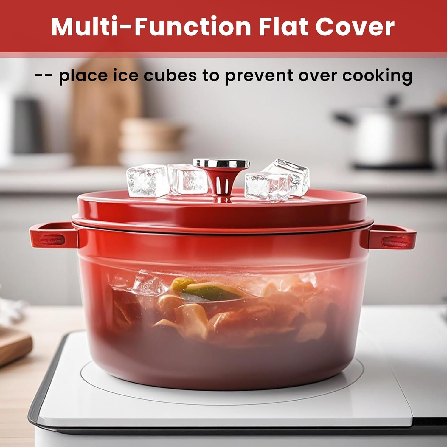 3.8L Enameled Iron Alloy Oven Pot with Dual Handles and Lid Even Heating Cooking Pot for Stewing Braising Boiling image number 1