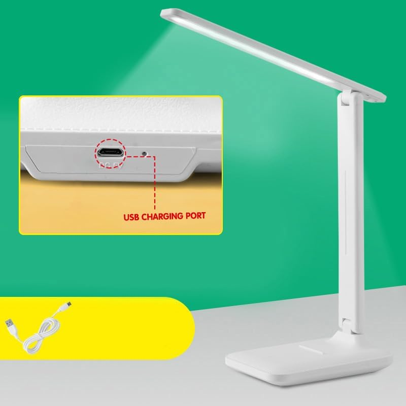 Touch LED Desk Lamp Eye-Caring Table Lamp Bedside Study Reading Table Light USB Ports Dimmable for Study, Reading, Crafting, Sewing, Computer Work