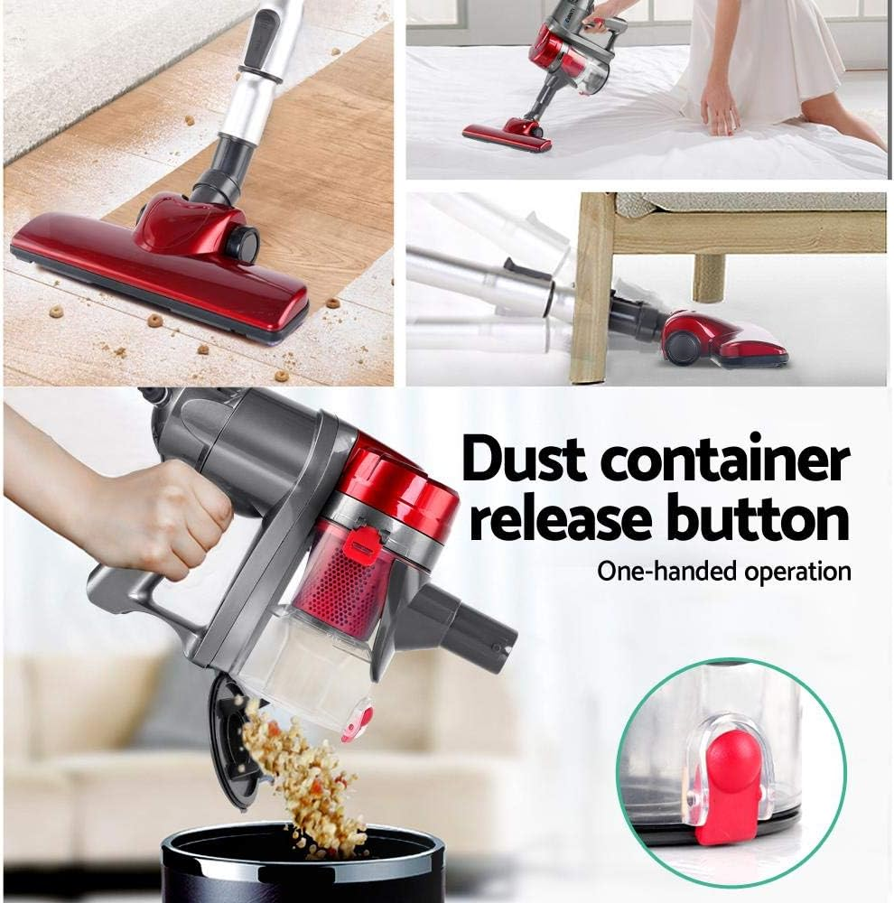 Devanti Stick Vacuum Cleaner, Corded Handheld Bagless Vacuum with Strong Suction, Ultra-Light Compact Design for Home, Car & Stairs &ndash; Red image number 1