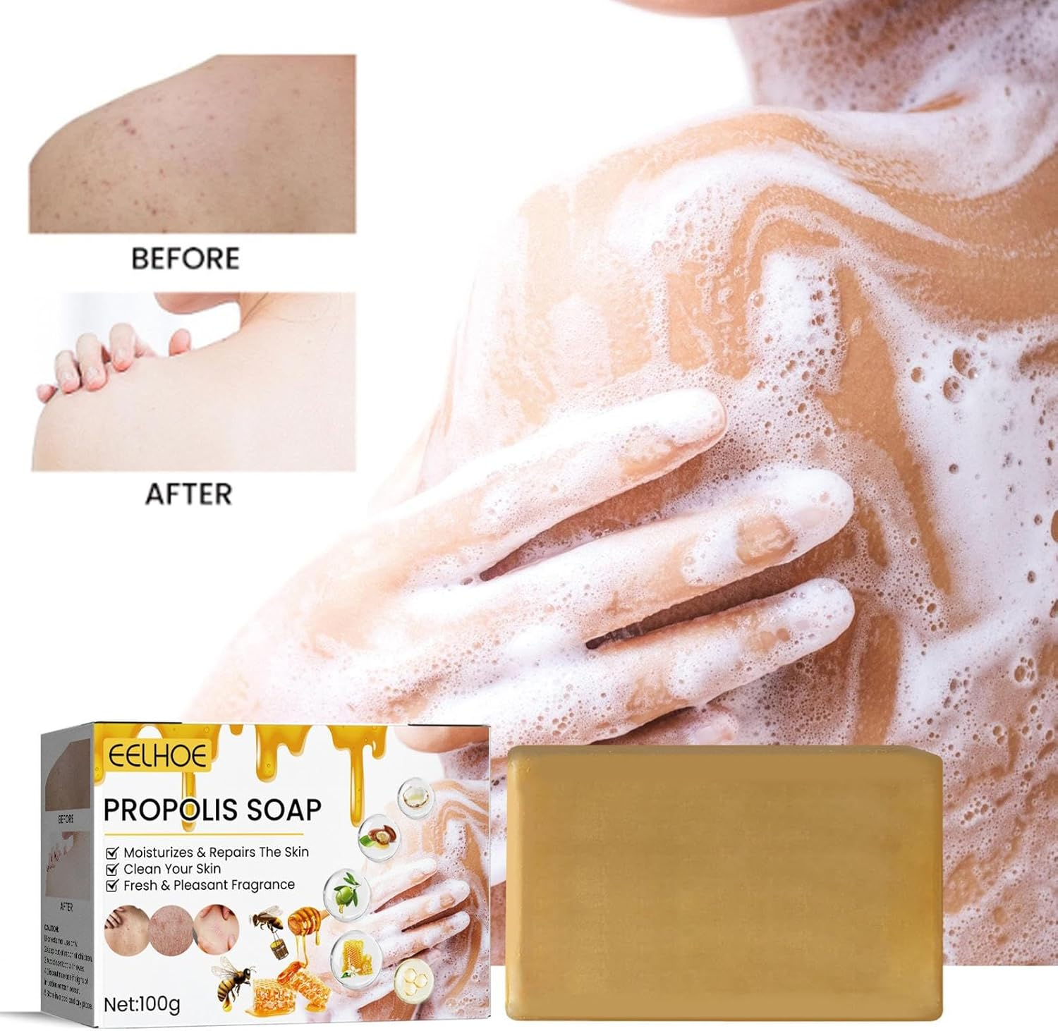 Soap Bar,100G Skin Brightening and Moisturizing Body Soap - Sensitive Skin Face Wash Extract Soap Face Cleaner Bar Soap Body Scrub image number 3