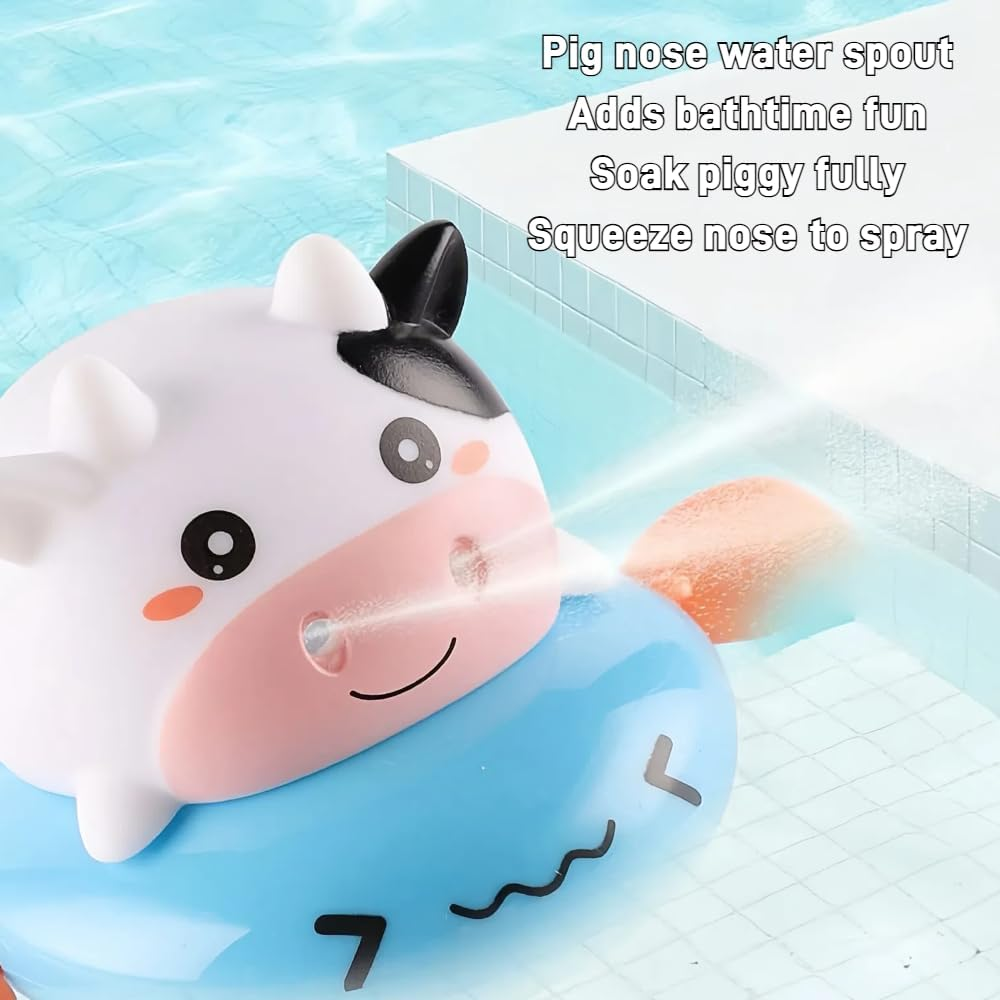 Baby Bath Toys, Animal Themed Swimming Penguins Cow Fish, ABS Material, Bath Toy, Bath Toys, 6 Months - 3 Years, Purple, Blue, Pink image number 2
