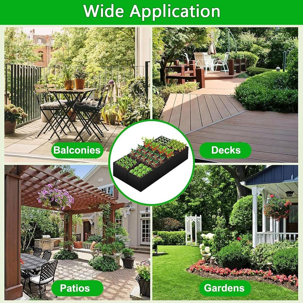 Fabric Raised Garden Bed &ndash; Rectangle Grow Bag with 8 Holes, Heavy-Duty Planter for Vegetables, Herbs, and Flowers, Breathable Fabric Planting Container for Outdoor Gardening image number 2