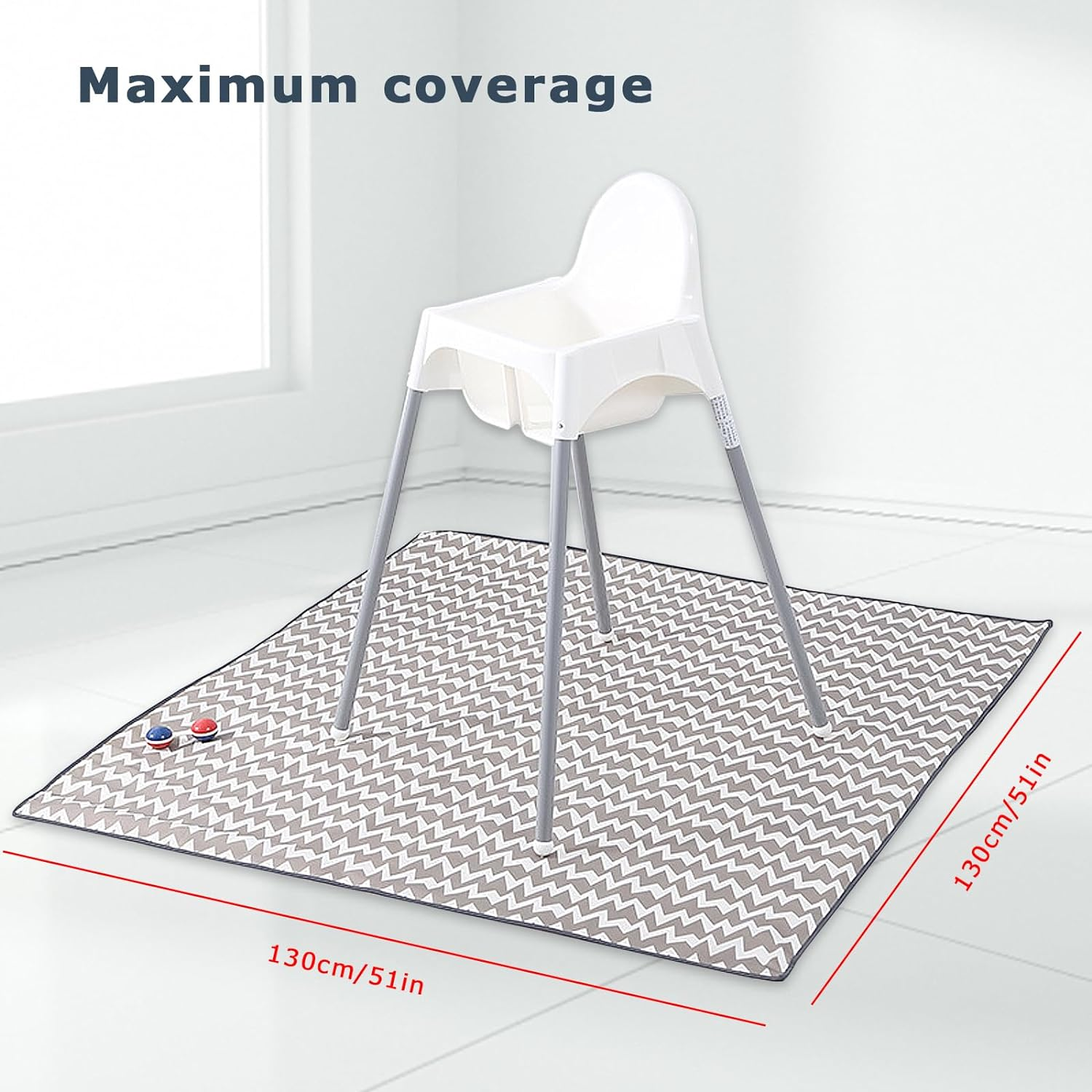 Highchair Floor Mat, Baby Splat Mat for under High Chair/Arts/Crafts, Anti-Slip Waterproof Splash Mat, Washable Portable Picnic Floor Cloth for Baby Feeding Table image number 2