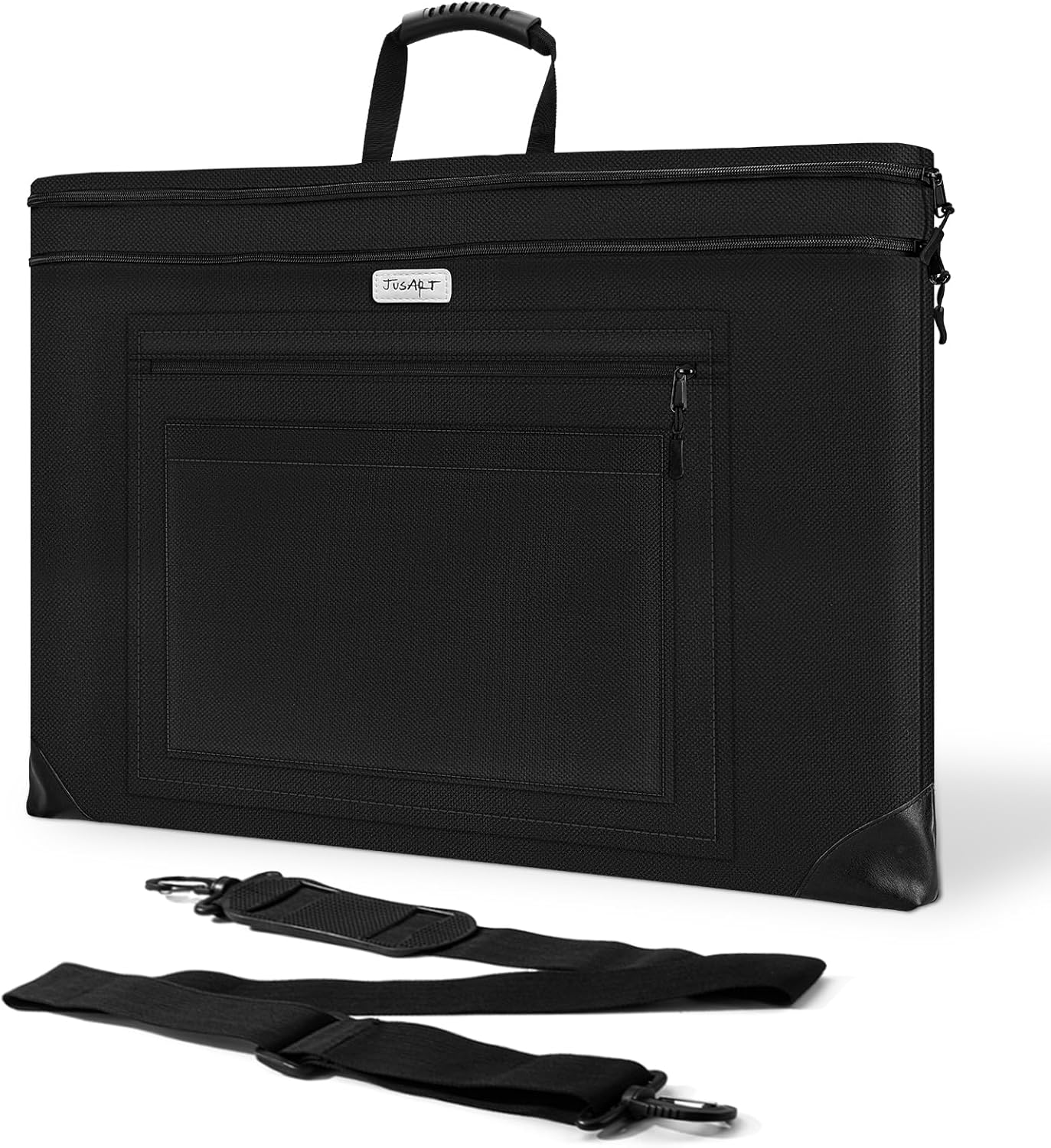 Jusart Art Portfolio Bag, 18X24 Light Weight Portfolio Folder Case with Adjustable Shoulder Strap, Leather Corners, Waterproof Carrying Storage Case for Artwork, Poster, Sketching, Drawing
