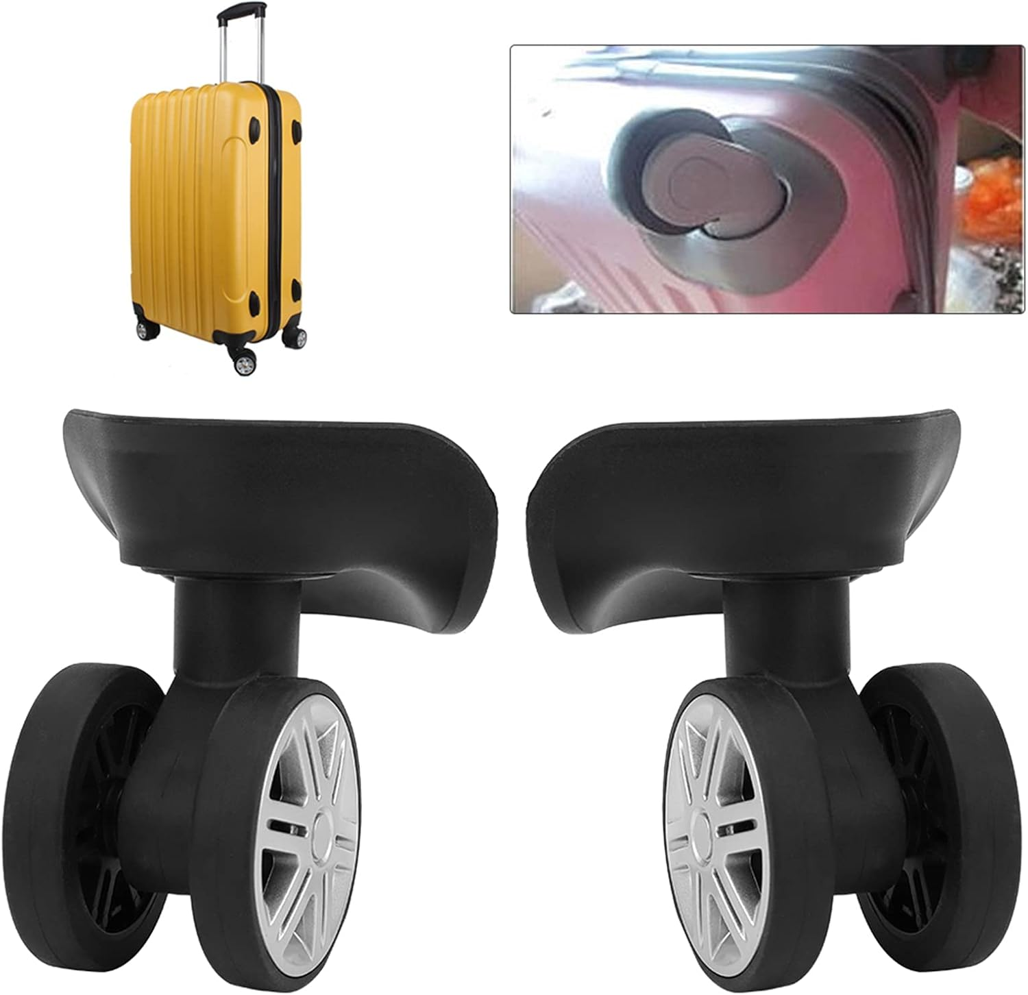 ANKROYU 1Pair Draw Bar Box Wheel, Suitcase Luggage Carrier Wheel, Replacement Luggage Cases Wheel, Draw Bar Box Accessory for Accompanying Equipment Outdoor Travel image number 3